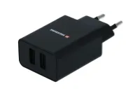 Síťový adaptér 2xUSB, 2,1A černý + kabel USB/MicroUSB