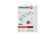 Síťový adaptér 2xUSB, 2,1A bílý + kabel USB/MicroUSB