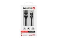 Datový kabel Swissten Textile USB / Lightning 0,2 m černý