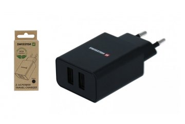 Síťový adaptér Smart IC 2x USB 2,1A power, černý (ECO BALENÍ)