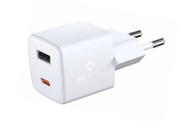 Mini síťový adaptér GaN 1x USB-C + 1x USB 30 W power delivery