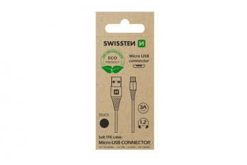 Datový kabel USB / micro USB 1,2 m, černý (ECO BALENÍ)