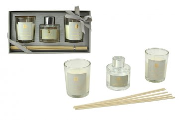 Aroma set 2ks vonná svíčka 45g, 1ks difuzer 30ml - Svěží lilie