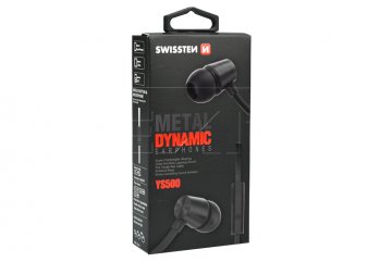 Stereo sluchátka s mikrofonem SWISSTEN YS500 METAL DYNAMIC - Černé