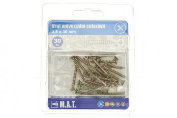 Vrut univerzální celozávit M.A.T. 3.5x30mm - 30ks