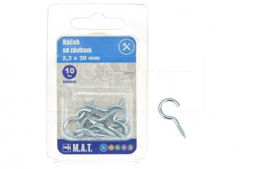 Háček se závitem M.A.T. 2.3x30mm - 10ks