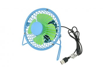 Mini ventilátor USB, 15 cm, modrý