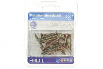 Vrut univerzální celozávit M.A.T. 5.0x40mm - 20ks