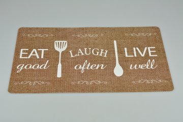 Vinylové prostírání (43.5x28.5cm) - EAT, LAUGH, LIVE - Bílý nápis