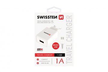 SMART IC síťový adaptér 1x USB 1A POWER + datový kabel USB - microUSB 1.2m bílá