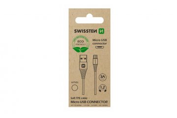 Datový kabel USB / micro USB 1,2 m, bílý (ECO BALENÍ)