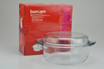 Skleněná zapékací mísa s víkem BORCAM 2.1L (22x11cm)