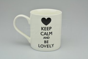 Porcelánový hrníček KEEP CALM AND BE LOVELY (9.5x8cm) - Černý nápis