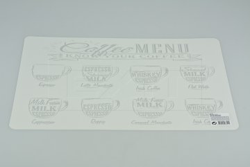 Vinylové prostírání (43.5x28.5cm) - Coffee MENU - Bílé