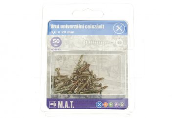 Vrut univerzální celozávit M.A.T. 3.0x20mm - 50ks