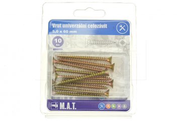 Vrut univerzální celozávit M.A.T. 5.0x60mm - 10ks