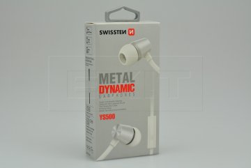 Stereo sluchátka s mikrofonem SWISSTEN YS500 METAL DYNAMIC - Stříbrné