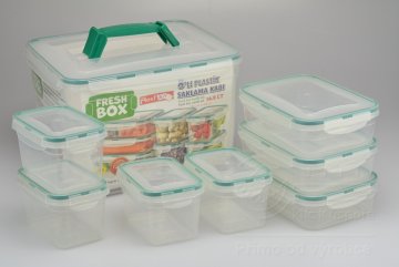 Velký set plastových boxů se silikonovým těsněním PLAST ART 4x0,7l+3x1l+1x11l